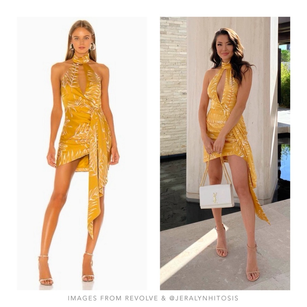Camila Coelho | Antonia Mini Dress in Gold Tropical